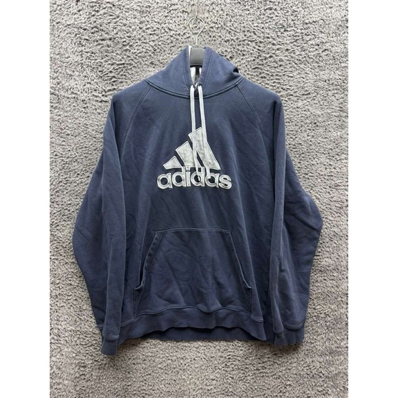 adidas Other - Vintage Adidas Logo Embroidered Cotton Pullover Hoodie Navy Blue Mens Size XL